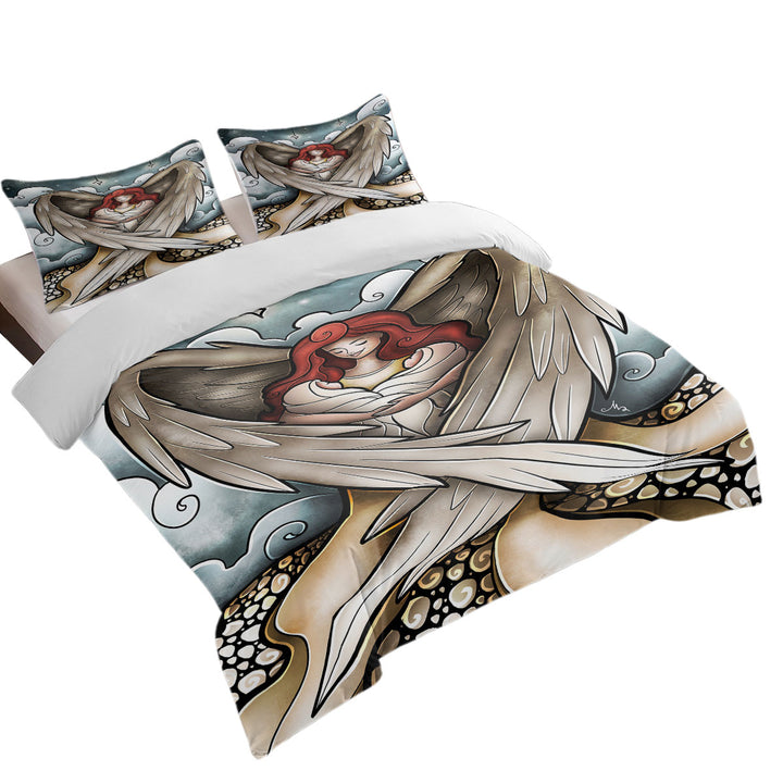Stained Glass Redhead Angel Heavens Little Angels Coverlets