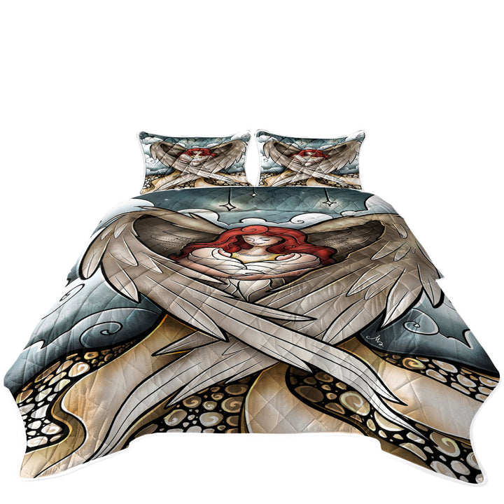 Stained Glass Redhead Angel Heavens Little Angels King Quilt