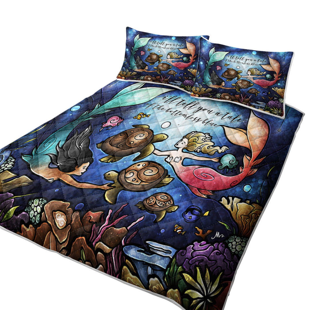 Stained Glass Sea Storytime Turtles and Mermaids Coverlet