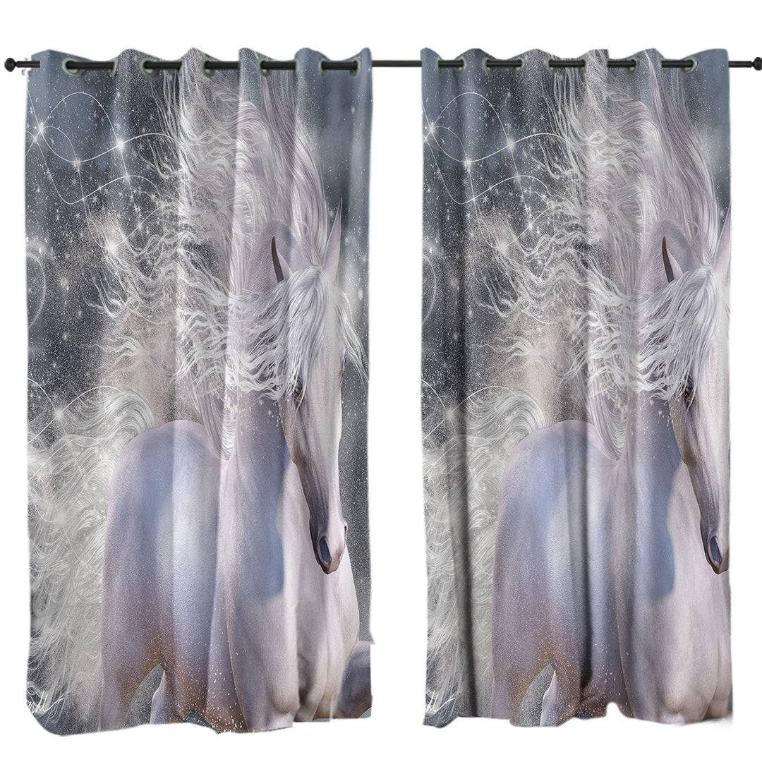 Stardust Magical Wild White Horse Drapery