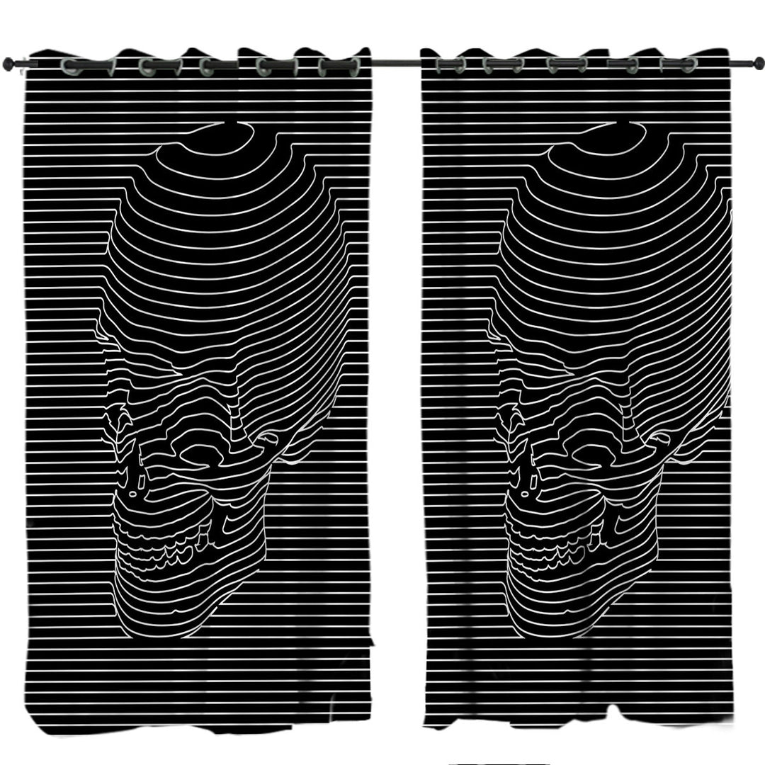 Striped 3D Skull Curtain