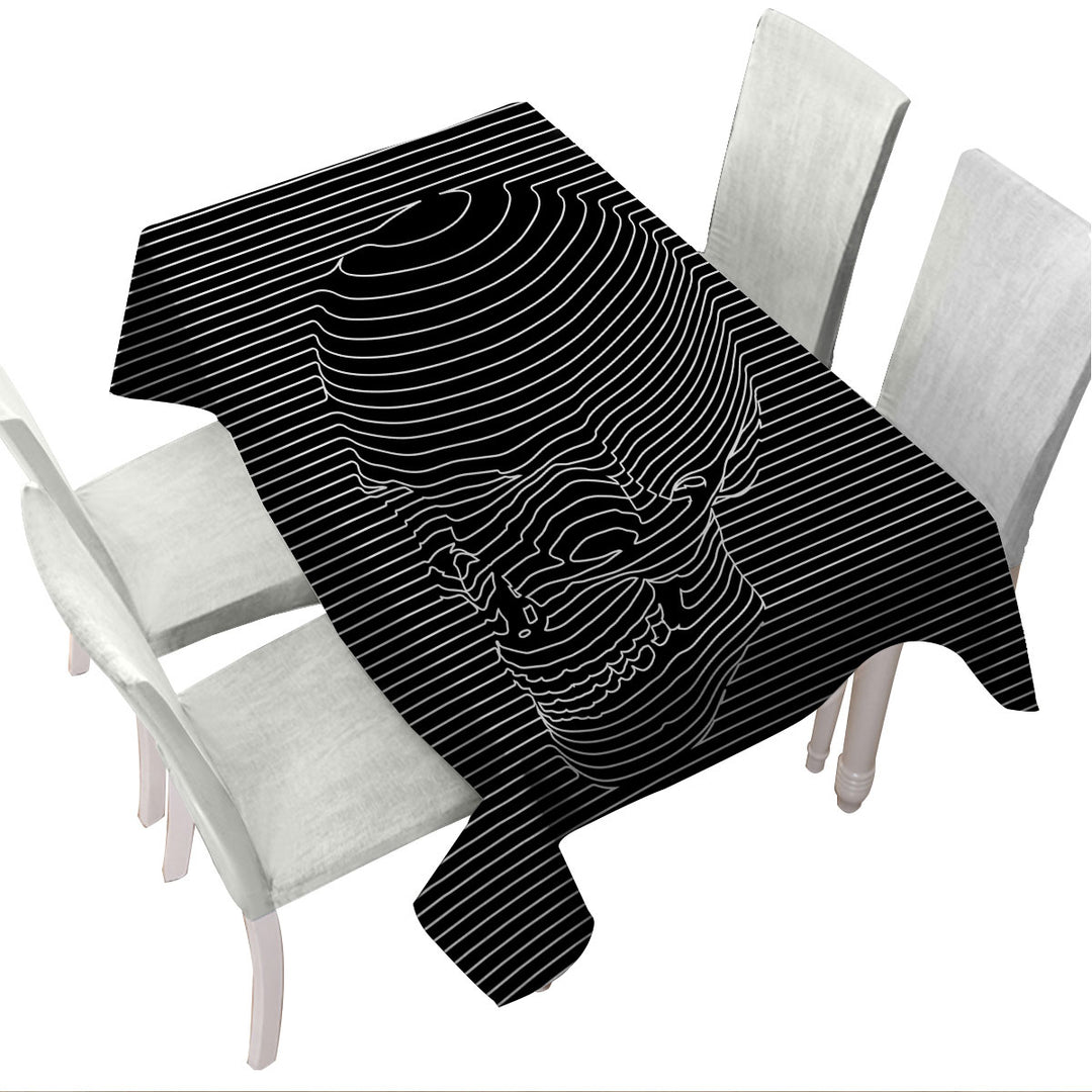 Striped 3D Skull Custom table cloth
