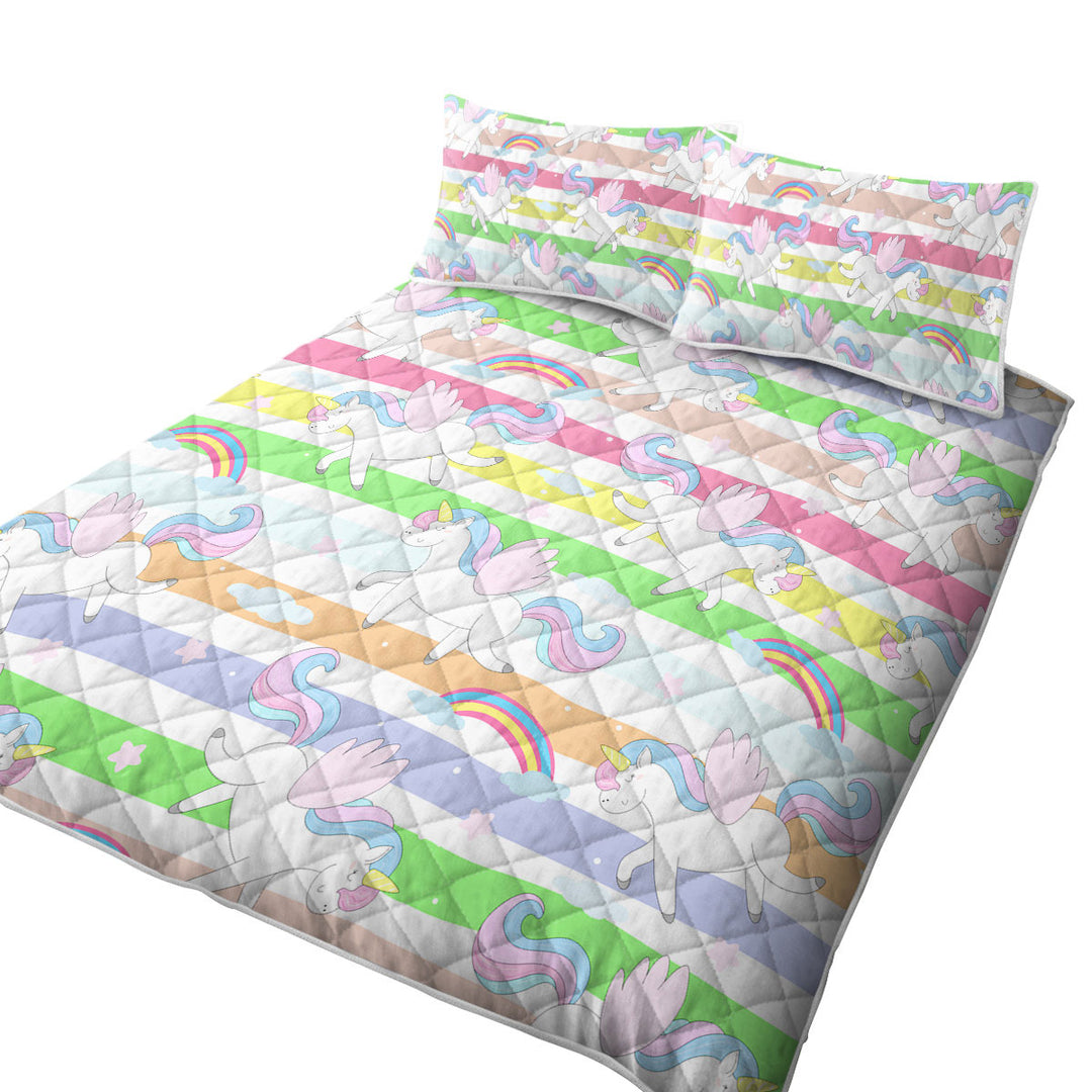 Stripes and Rainbow Unicorn Pattern Quilts
