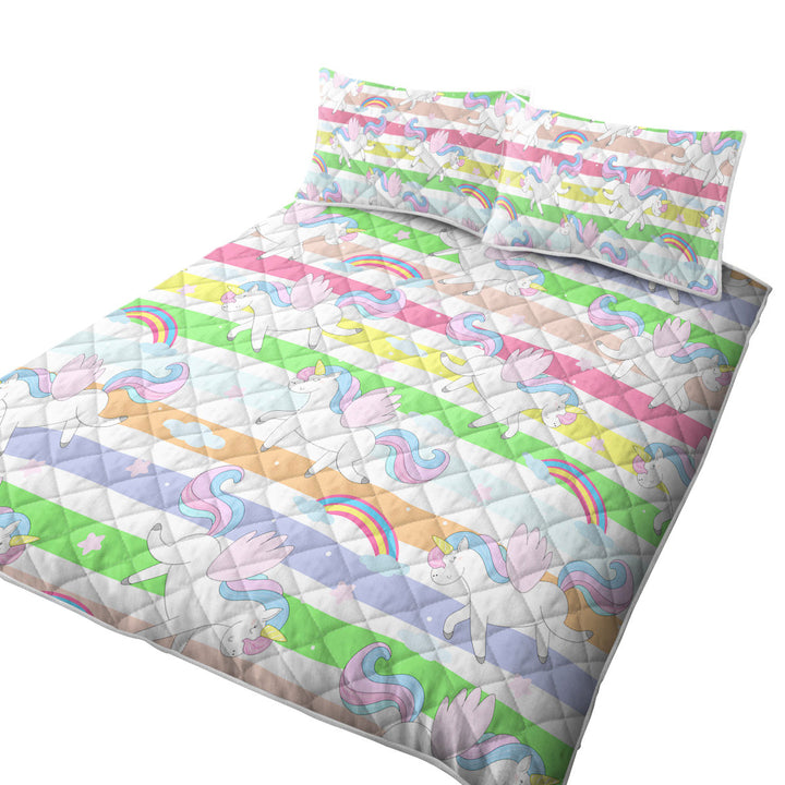 Stripes and Rainbow Unicorn Pattern Quilts