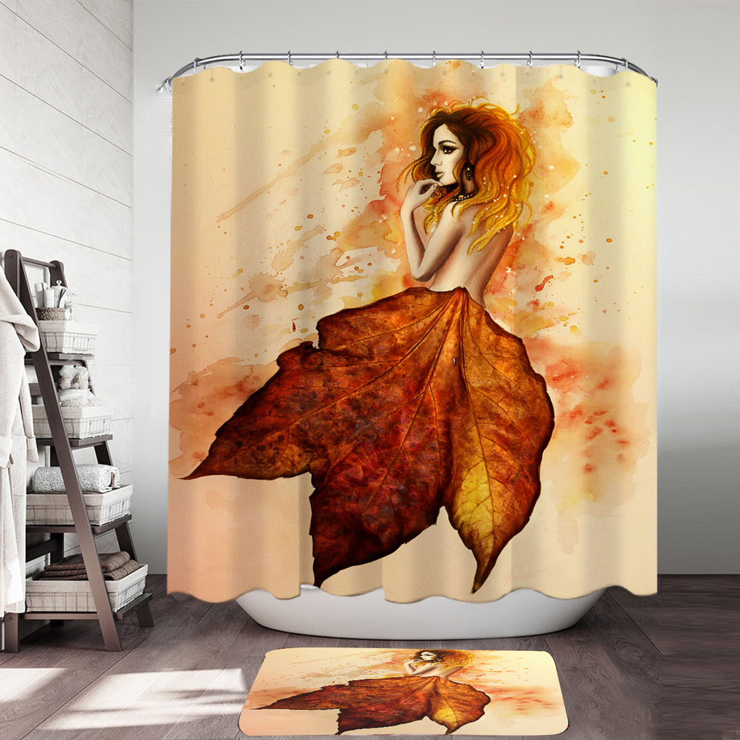 Stunning Art Painting Miss Autumn Shower Curtain