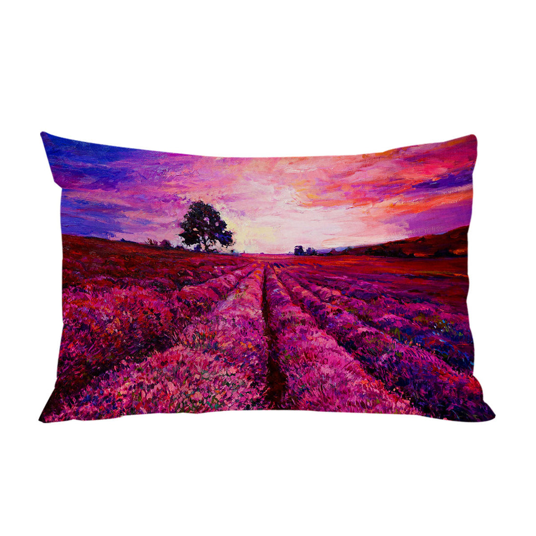 Stunning Art Purplish Sky above Lavender Field King Pillow Cases