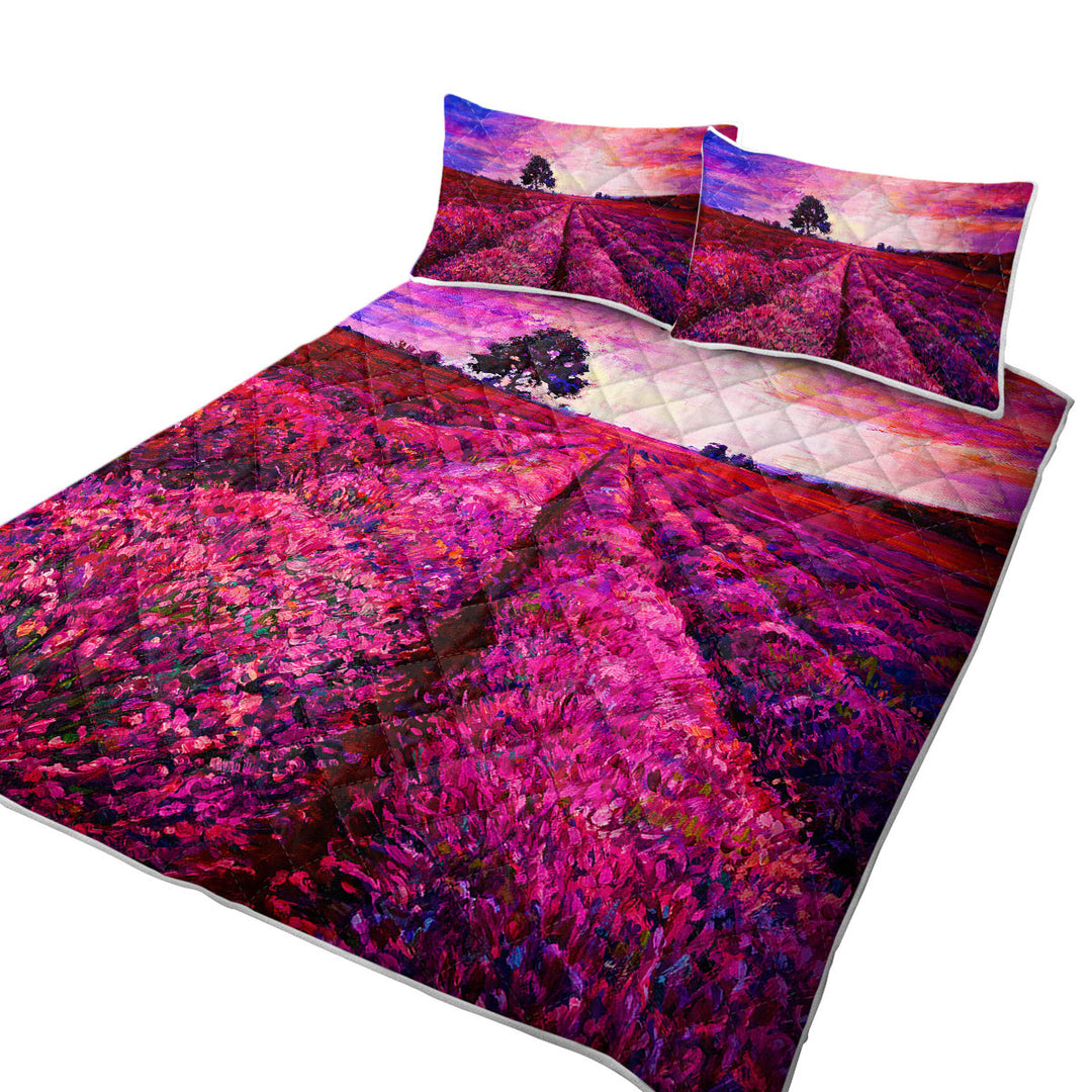 Stunning Art Purplish Sky above Lavender Field Quilt