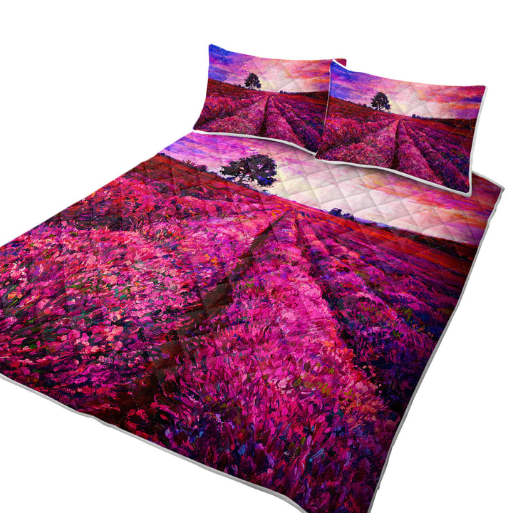 Stunning Art Purplish Sky above Lavender Field Quilt