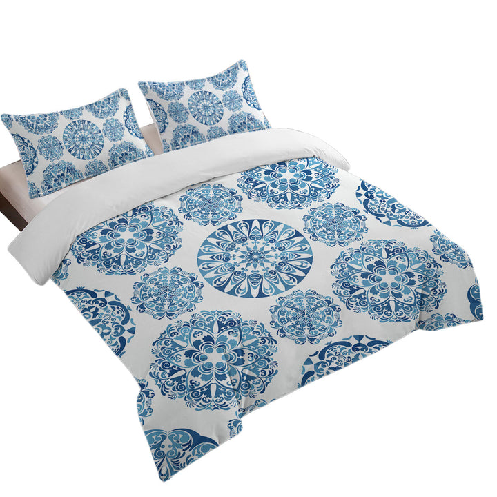 Stunning Blue Turquoise Moroccan Mandalas Duvet Covers