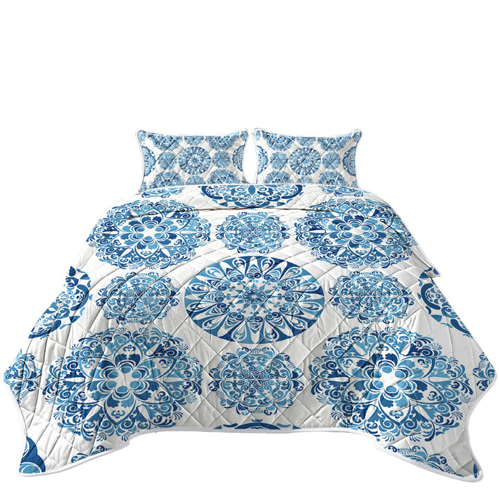 Stunning Blue Turquoise Moroccan Mandalas Quilts