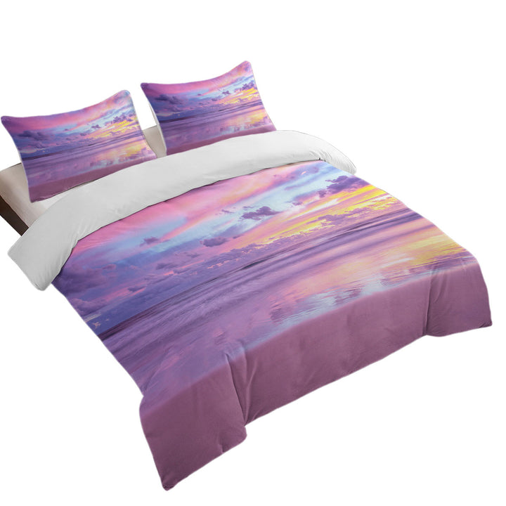 Stunning Ocean During Purplish Sunset Duvet Cover sale