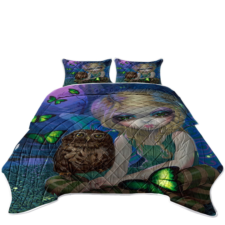 Summer Fairy with Her Owl and Butterflies Quilts