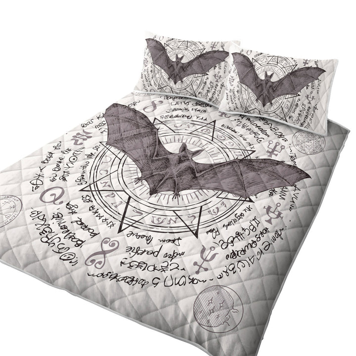 Summer Quilt with Ancient Demons Symbols Bat
