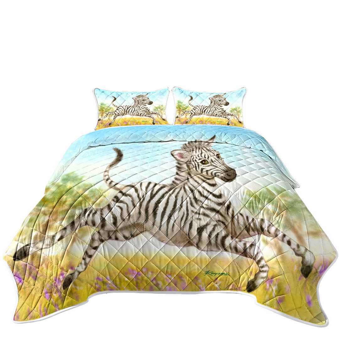 Summer Quilt with Animal Design for Kids Happy Little Zebra