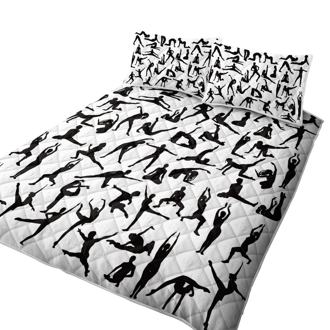 Summer Quilt with Black and White Dancing Silhouettes