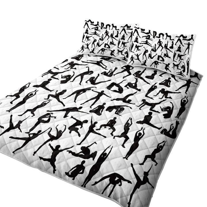 Summer Quilt with Black and White Dancing Silhouettes