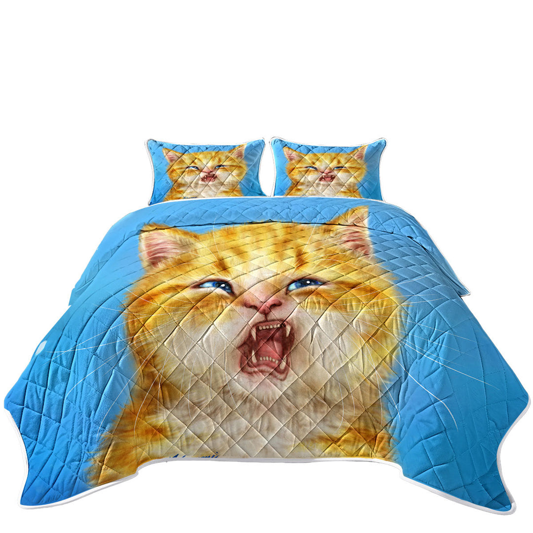 Summer Quilt with Cats Funny Faces Unsatisfied Ginger Kitten