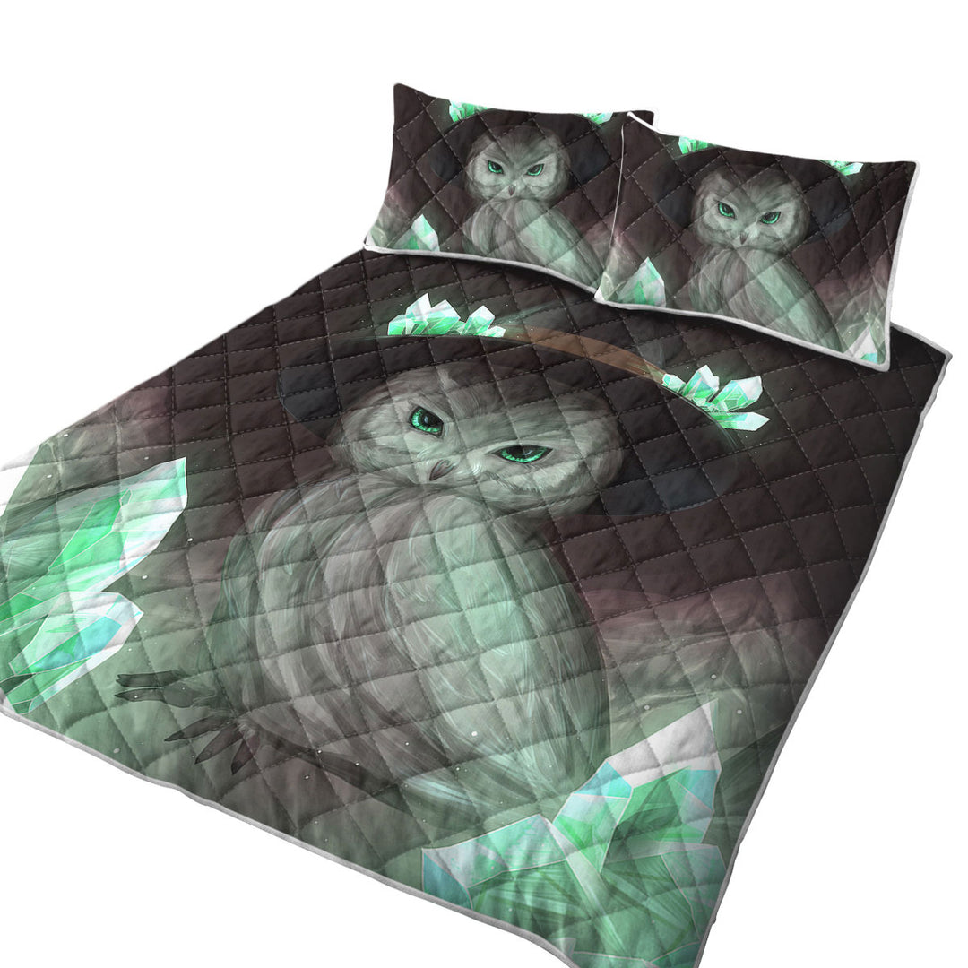 Summer Quilt with Cool Green Crystal Owl Witch