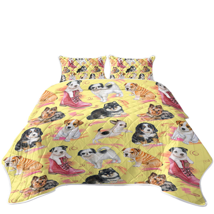 Summer Quilt with Cute Dogs Puppies
