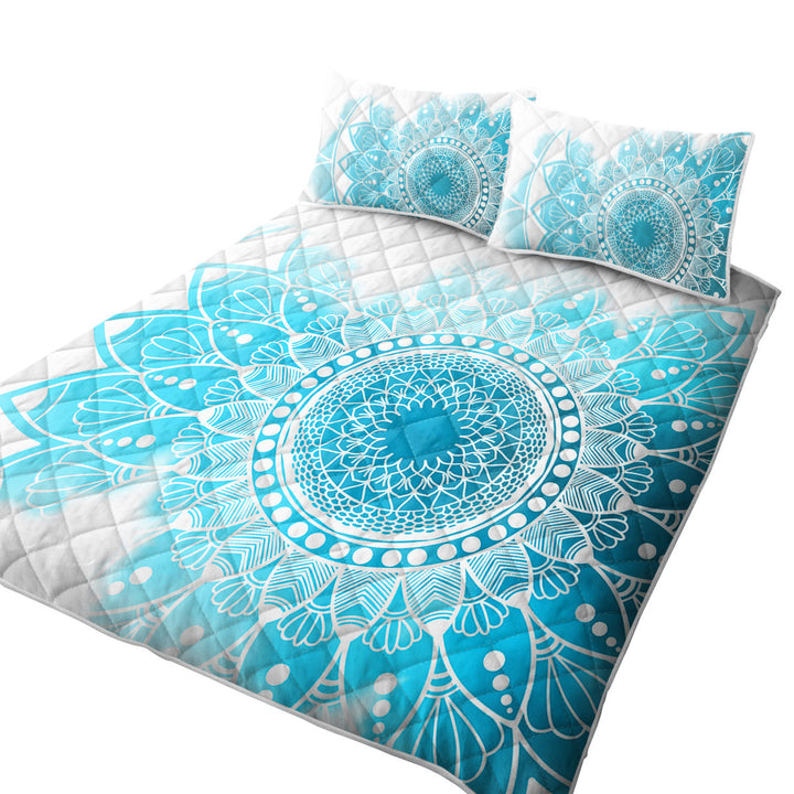 Summer Quilt with Fading Light Blue Mandala