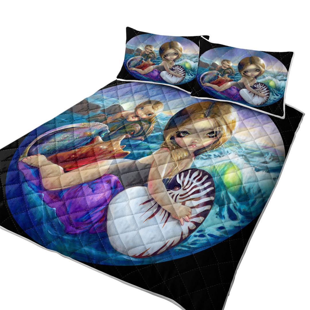 Summer Quilt with Fantasy Ocean Art Amphitrite Sea Goddess