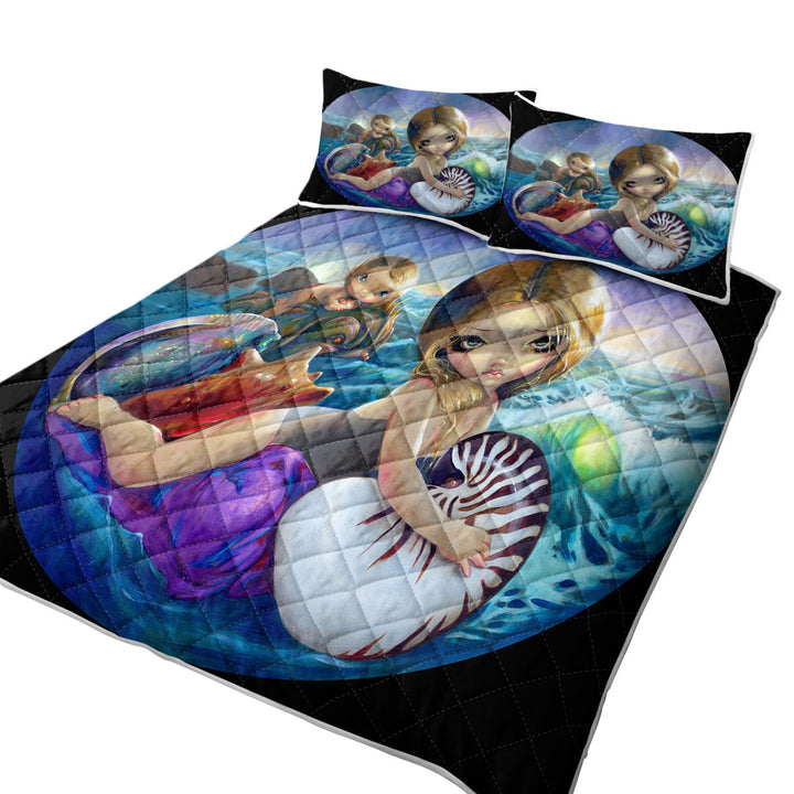 Summer Quilt with Fantasy Ocean Art Amphitrite Sea Goddess