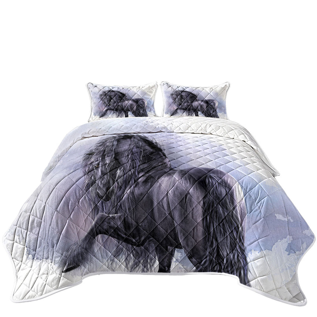 Summer Quilt with Honorable Horse the Black Pearl Horses Art