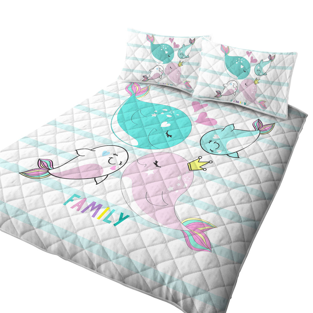 Summer Quilt with Kids Design Cute Whale Family