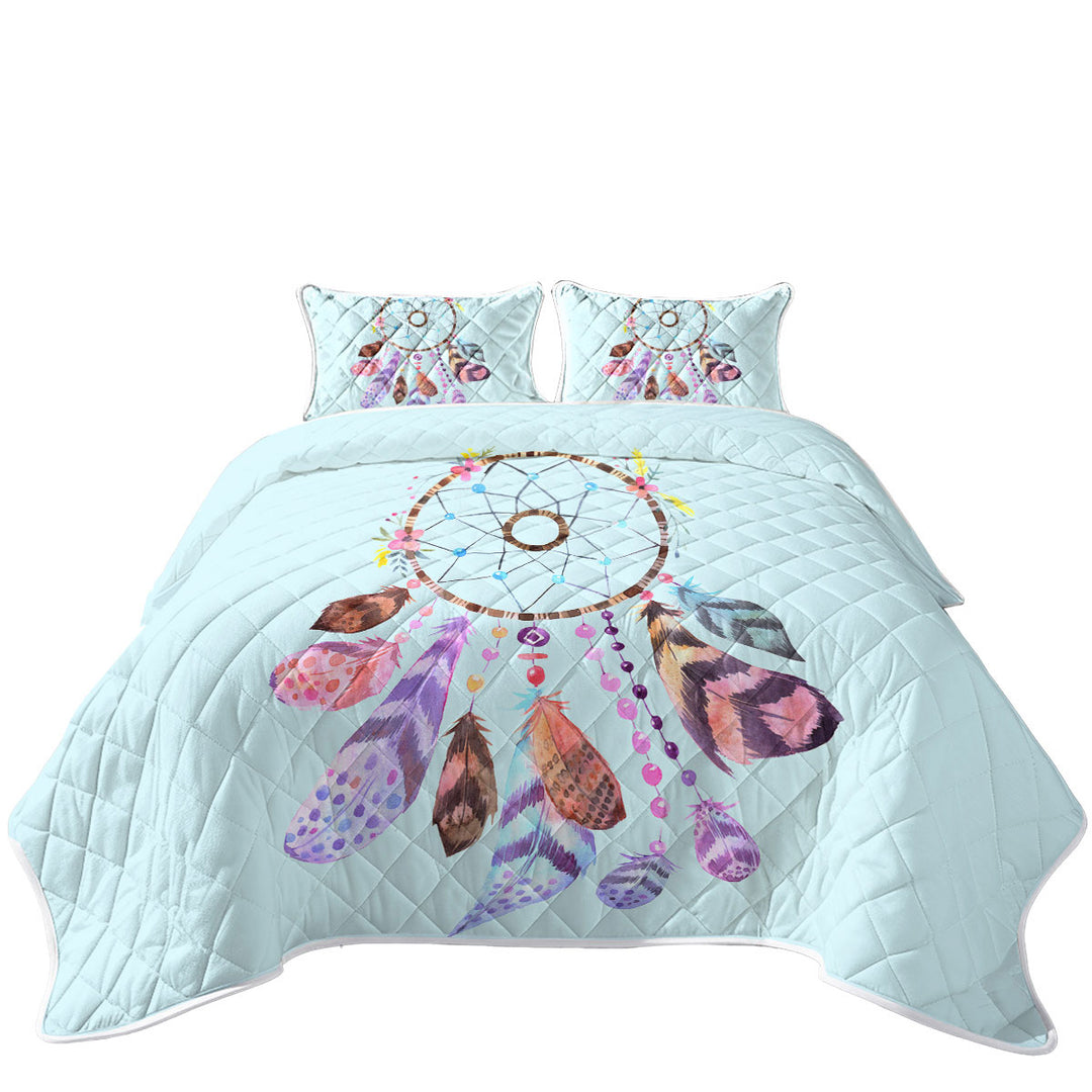 Summer Quilt with Light Blue Background Dream Catcher