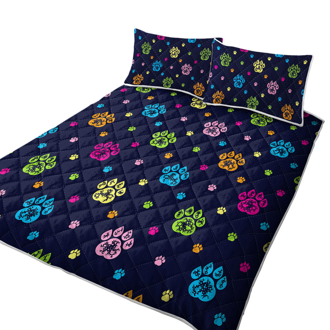 Summer Quilt with Multi Colored Dog Paws