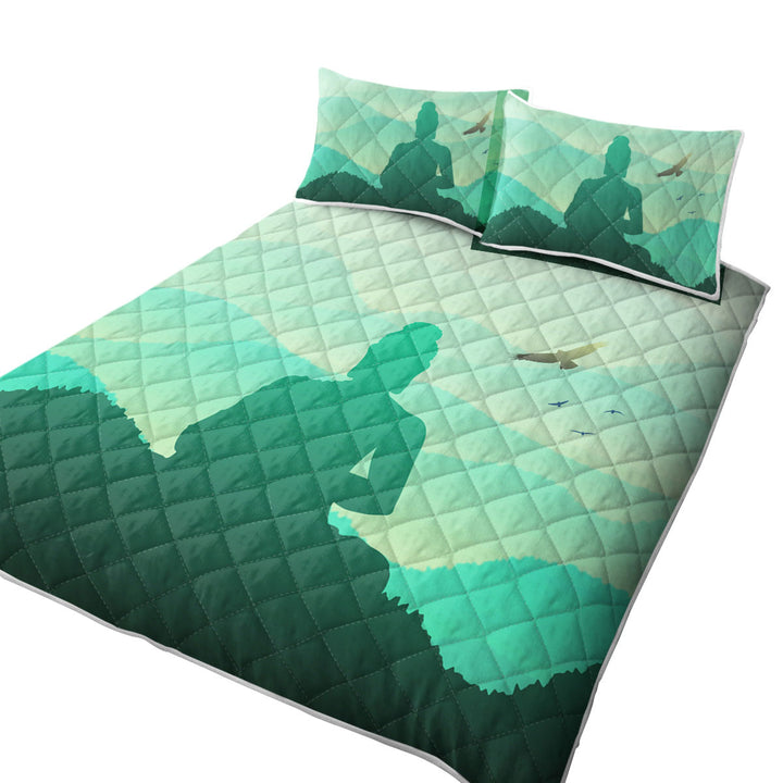 Summer Quilt with Spiritual Buddha Statue