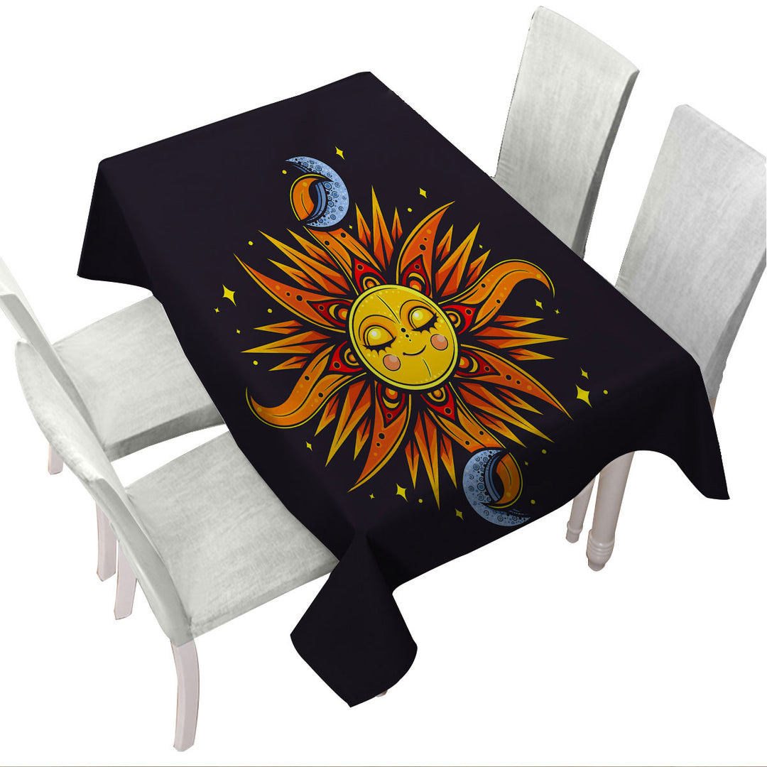 Sun and Moon Custom table cloth