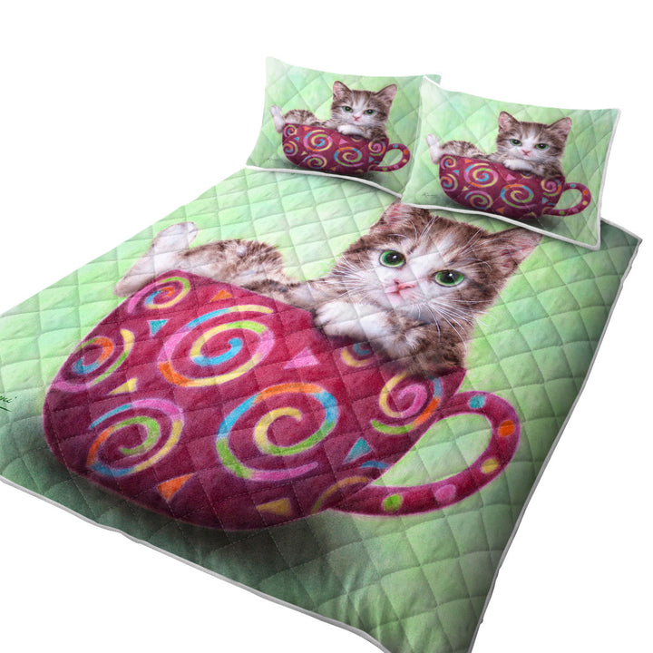 Sweet Cat Art Drawings the Cute Cup Kitty Quilts