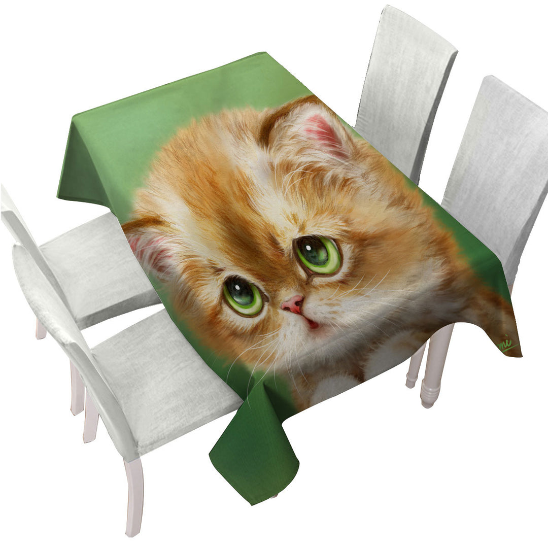 Sweet Cats Designs Ashamed Ginger Kitten Tablecloths