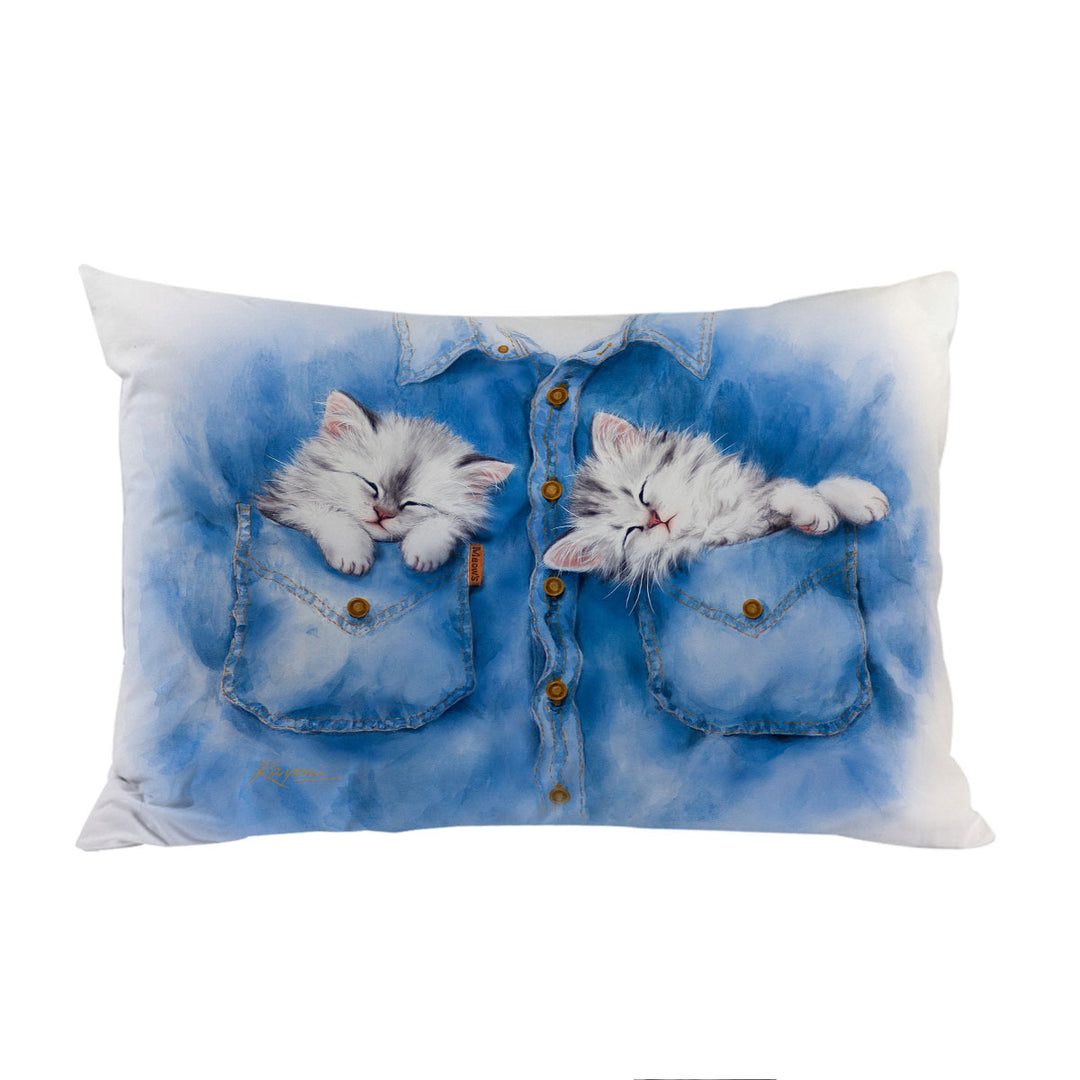 Sweet Dreams Cute Funny Sleeping Grey Kittens Pillow Cases
