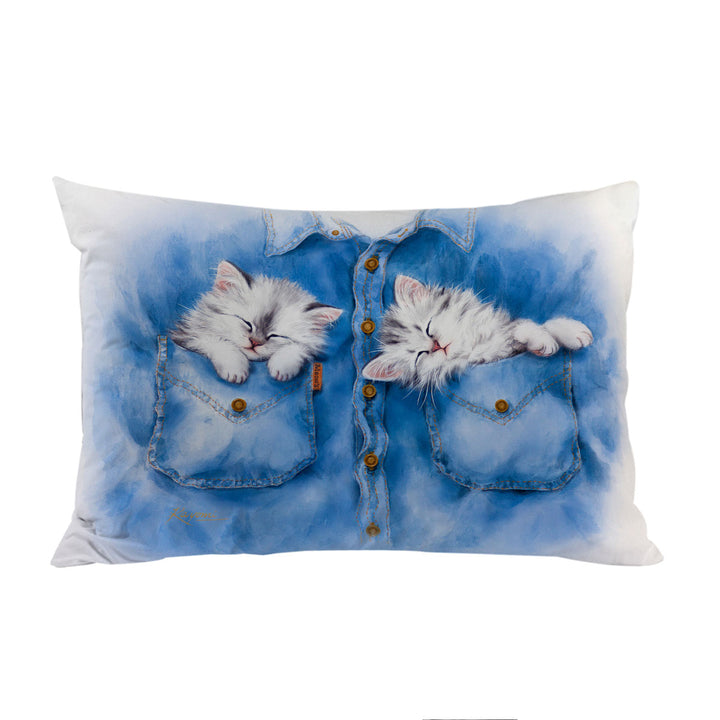 Sweet Dreams Cute Funny Sleeping Grey Kittens Pillow Cases
