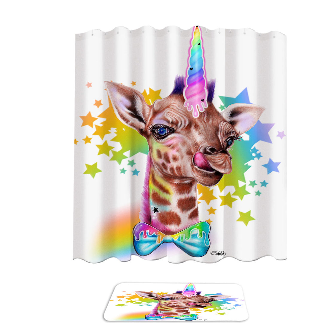 Sweet Funny Animal Girafficorn Giraffe Shower Curtain