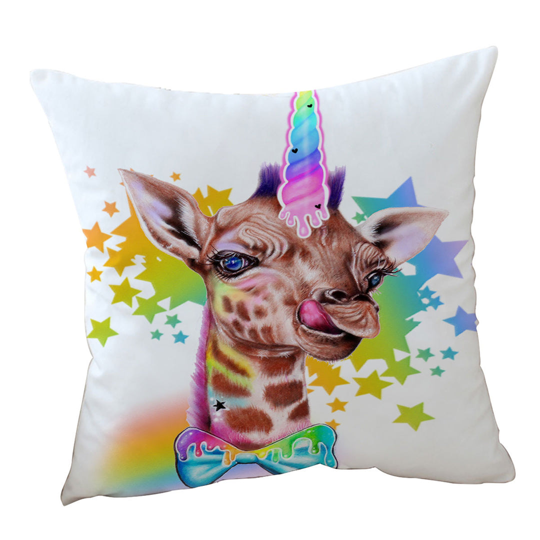 Sweet Funny Animal Girafficorn Giraffe Throw Pillows