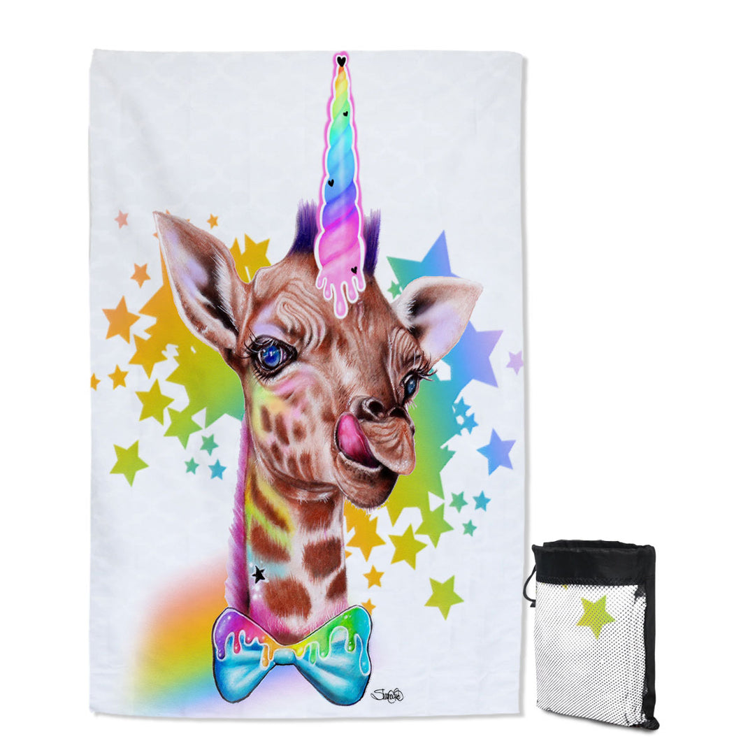Sweet Funny Animal Girafficorn Giraffe travel Beach Towel