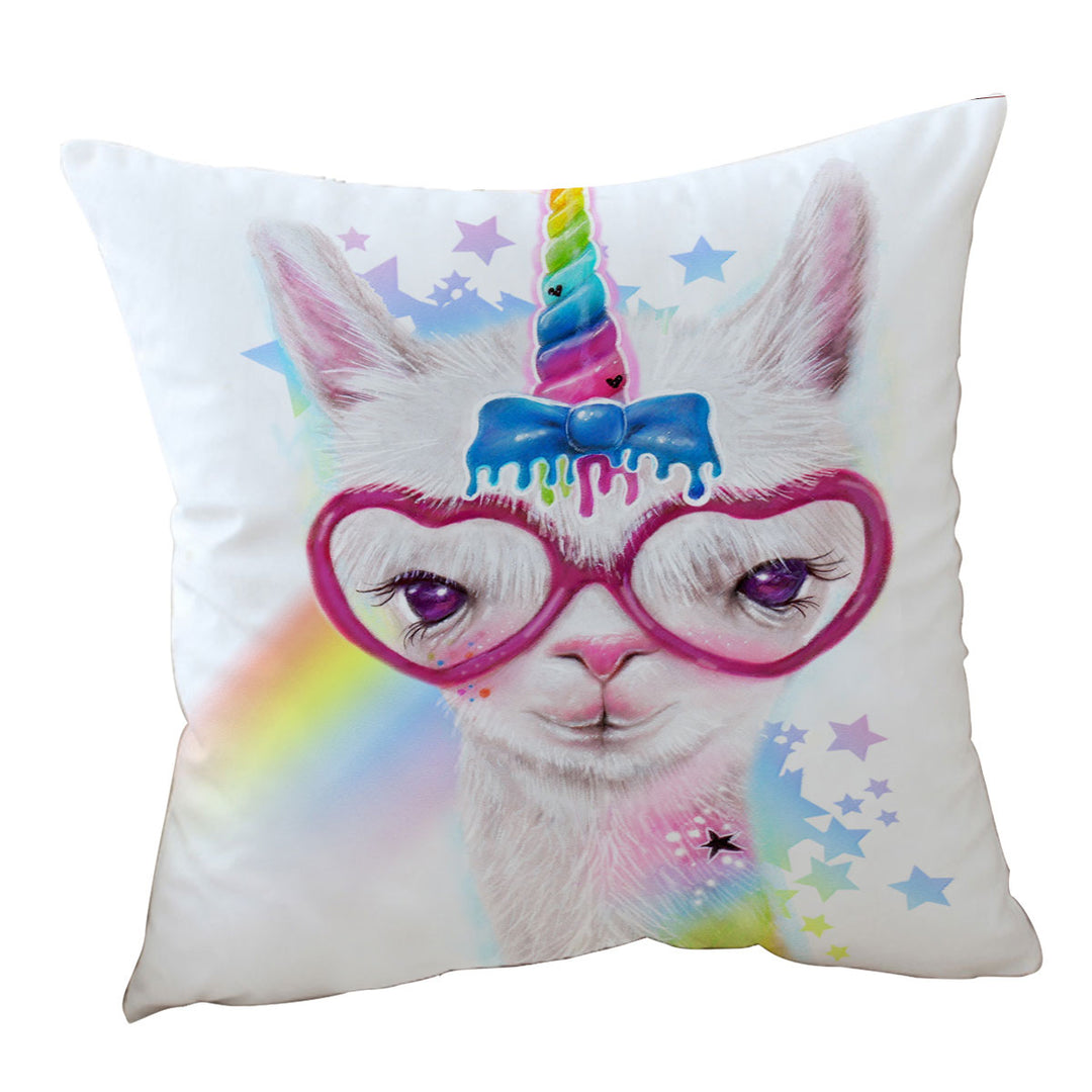 Sweet Funny Animal Llamacorn Llama Throw Pillows and Cushions
