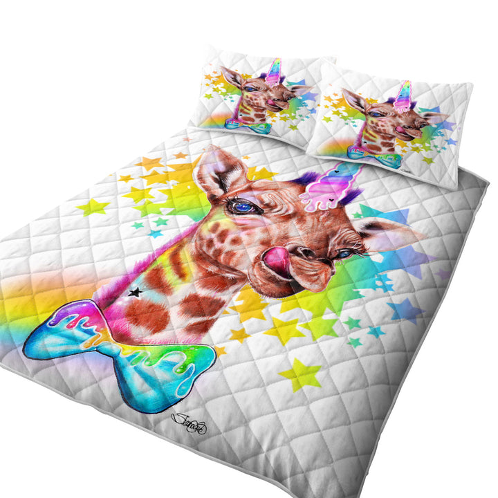 Sweet Funny Quilt with Animal Girafficorn Giraffe