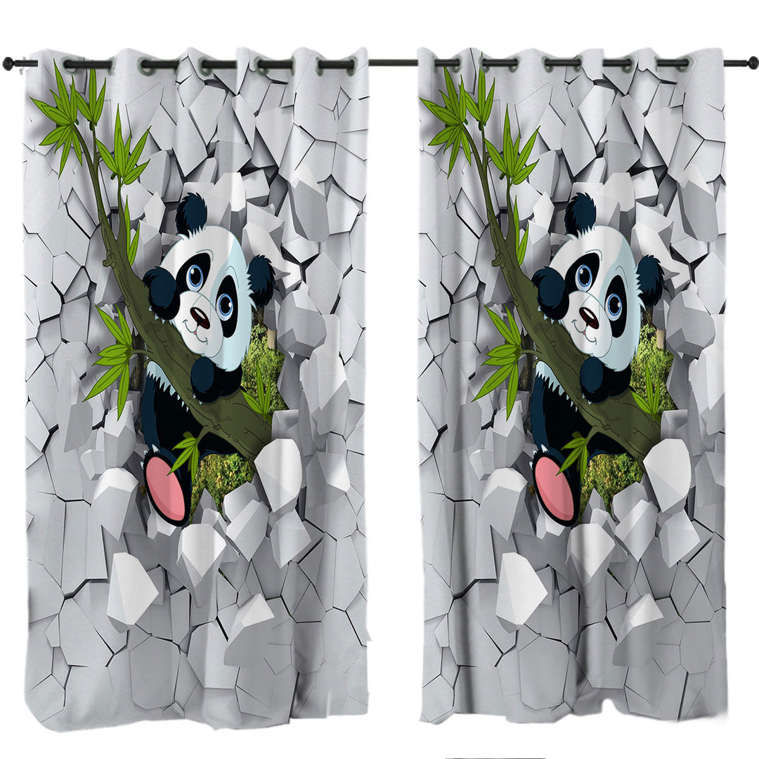 Sweet Panda Puppy Curtains for Bedroom