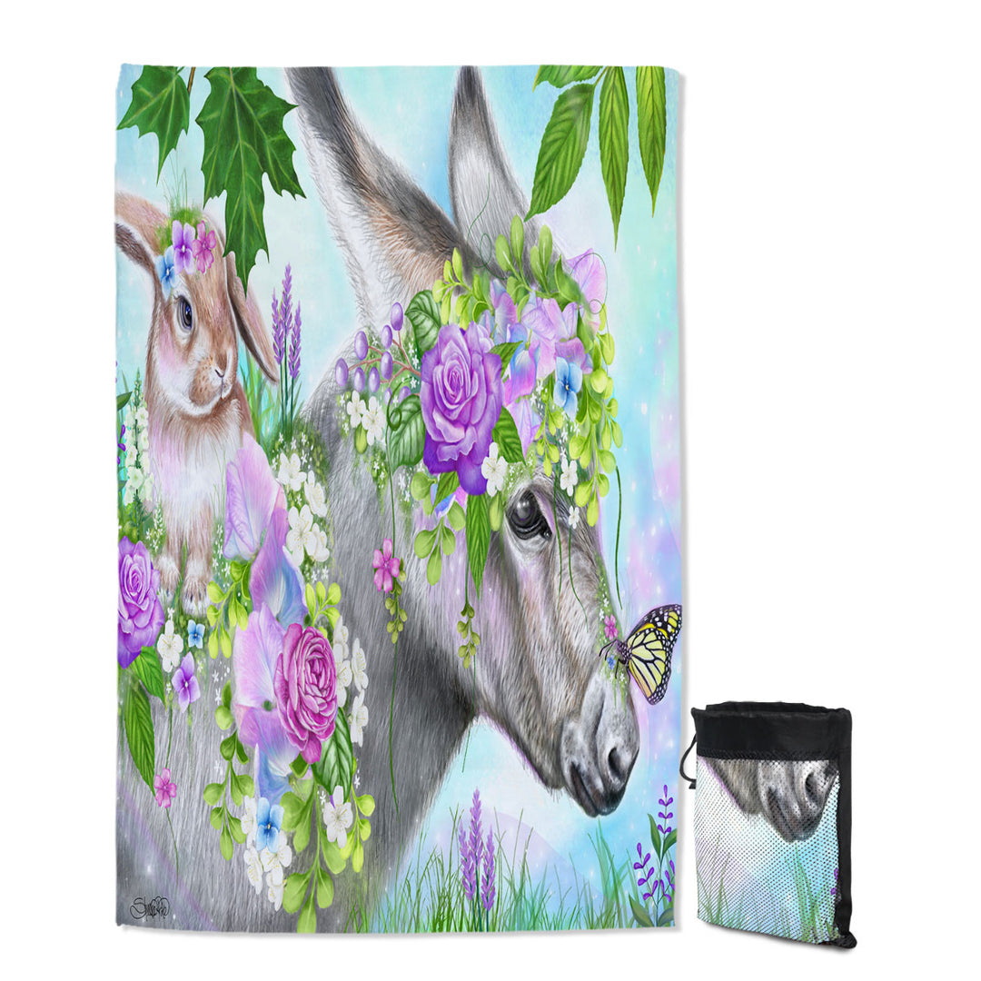 Sweet Pea Spring Bunny and Donkey Beach Towels