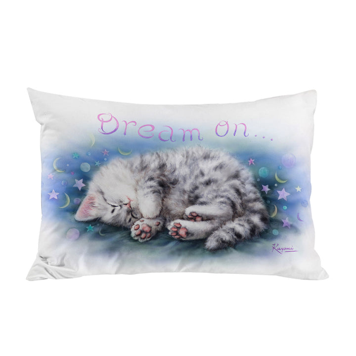 Sweet Sleeping Grey Kitten Cat Art King Pillow Cases