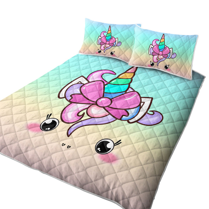 Sweet Unicorn Face For Kids California King Quilt Sets