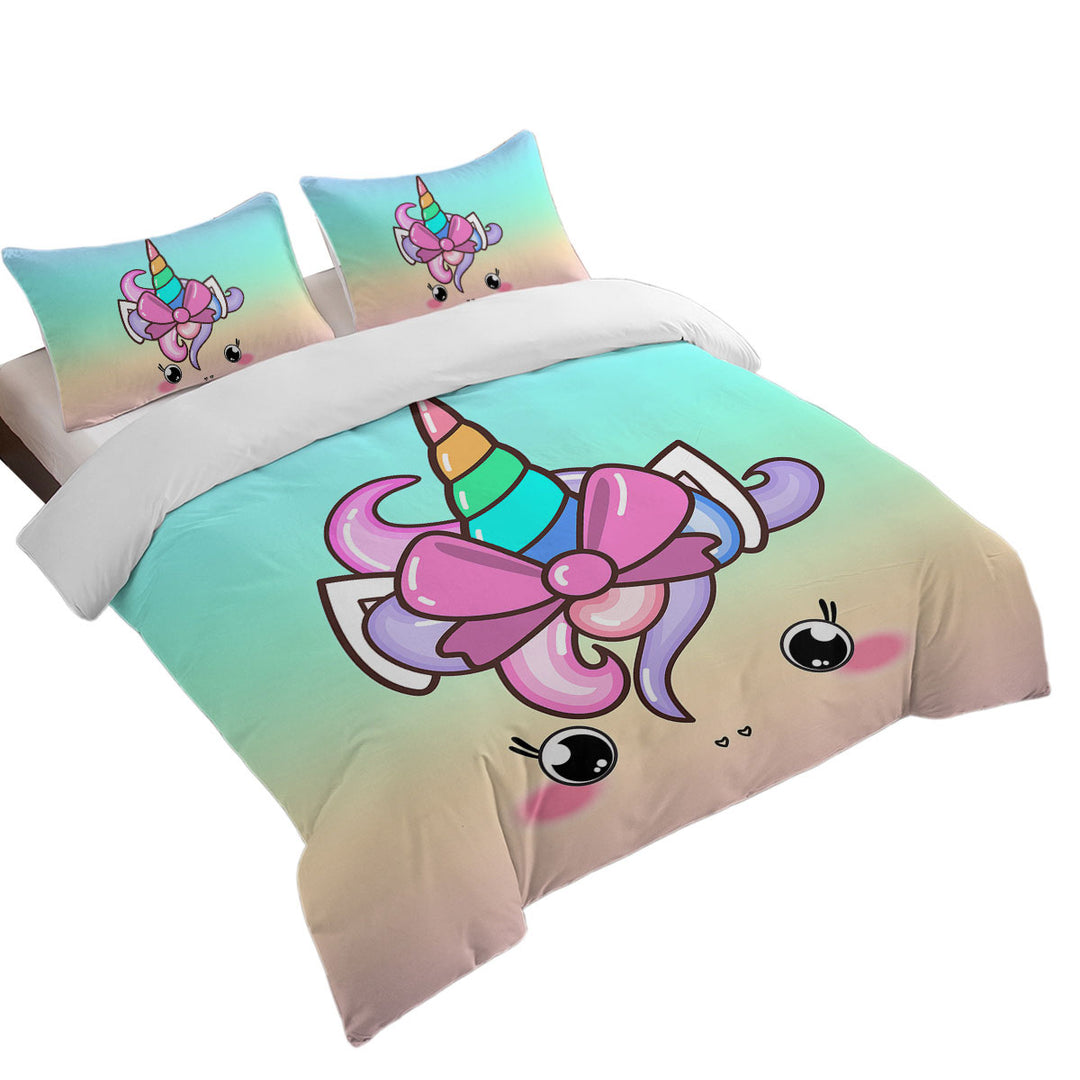 Sweet Unicorn Face For Kids Duvet Cover sale