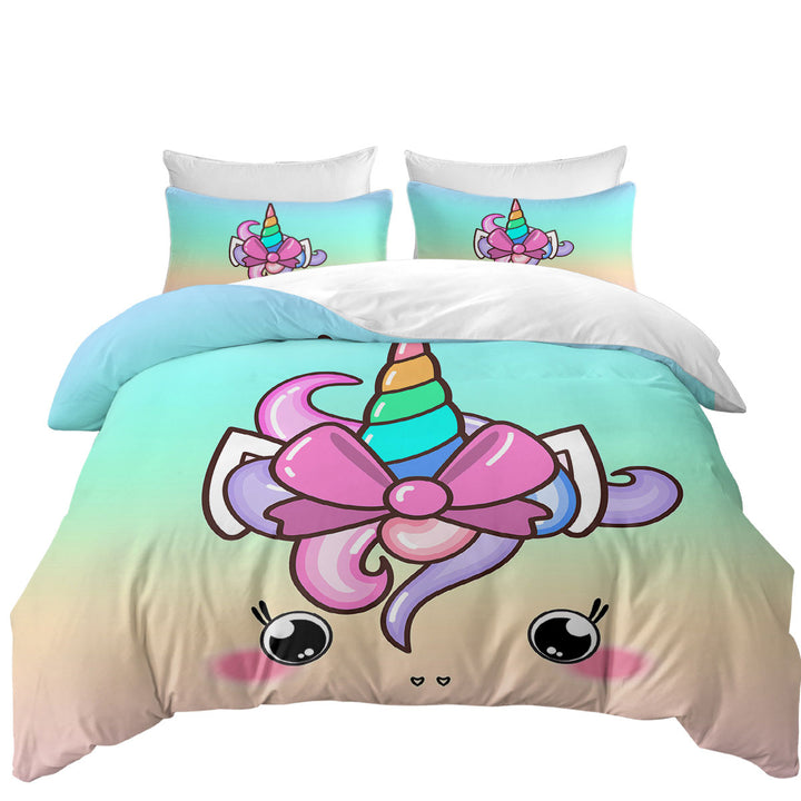 Sweet Unicorn Face For Kids Duvet Cover set