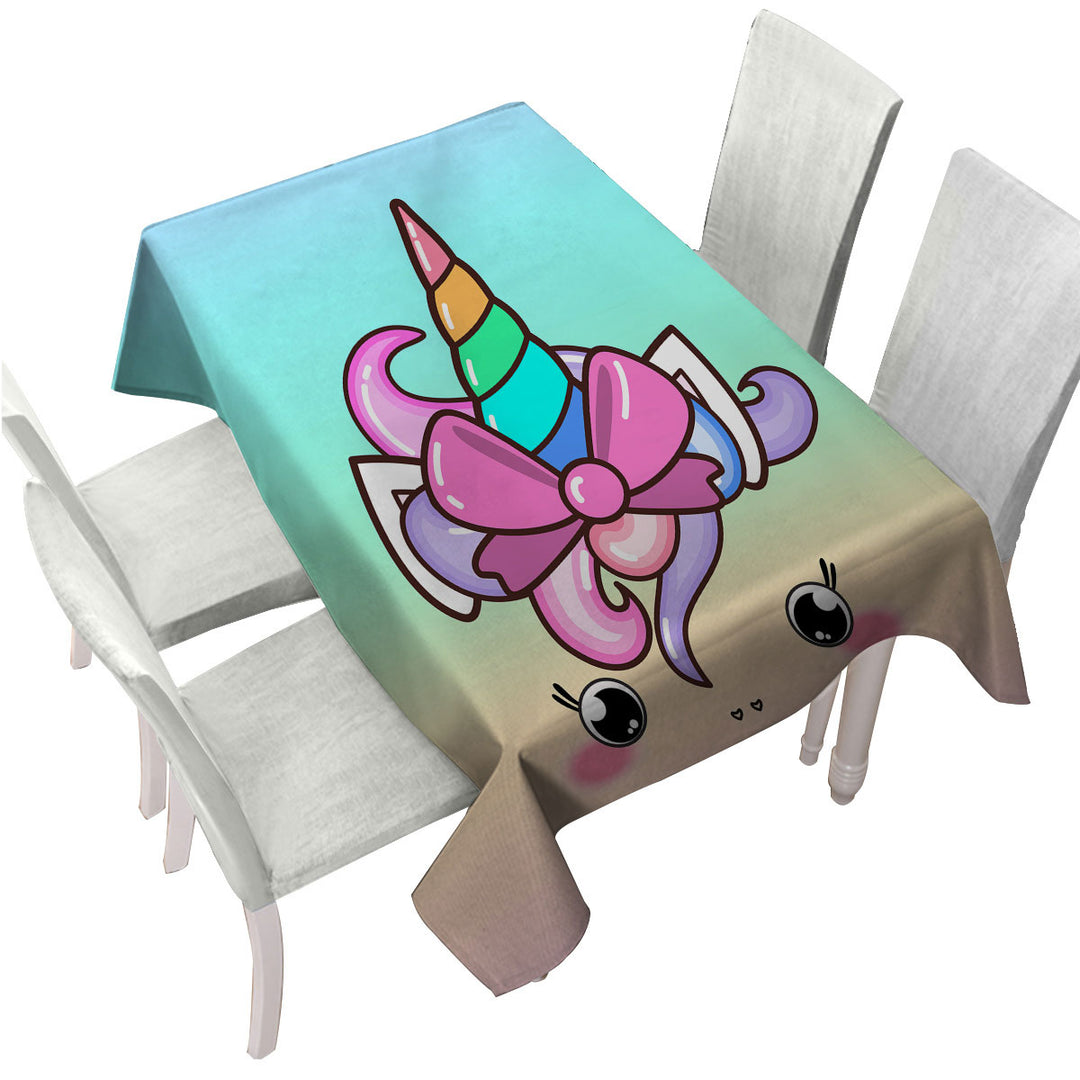 Sweet Unicorn Face For Kids Table Cover