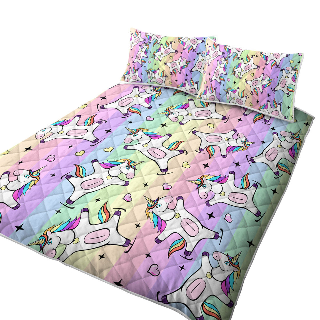 Sweetheart Rainbow Unicorns Coverlet