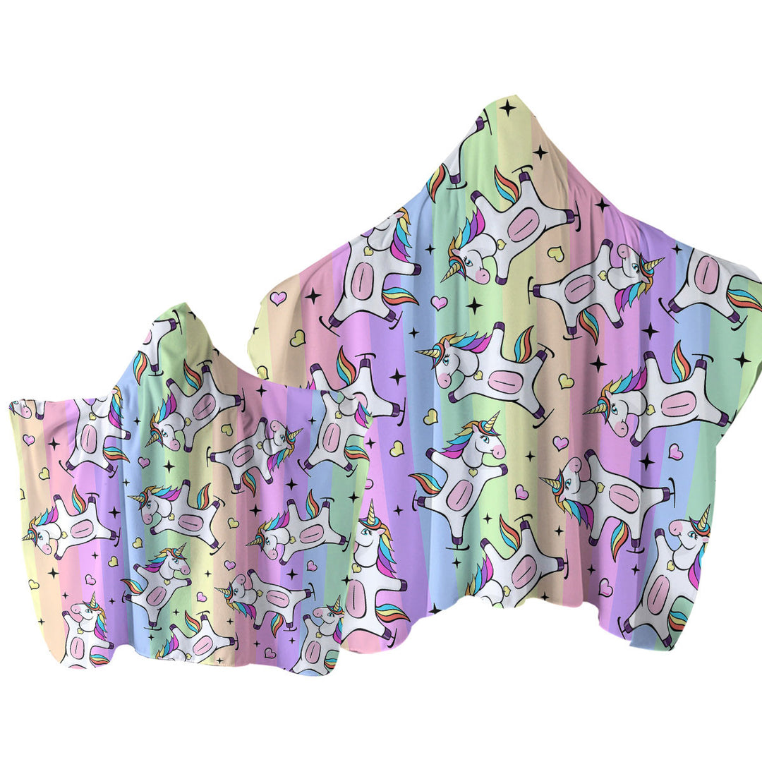 Sweetheart Rainbow Unicorns Towel Hoodie